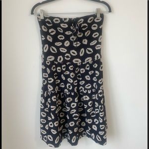 Marc Jacobs Lips Print Strapless Jersey Dress XS